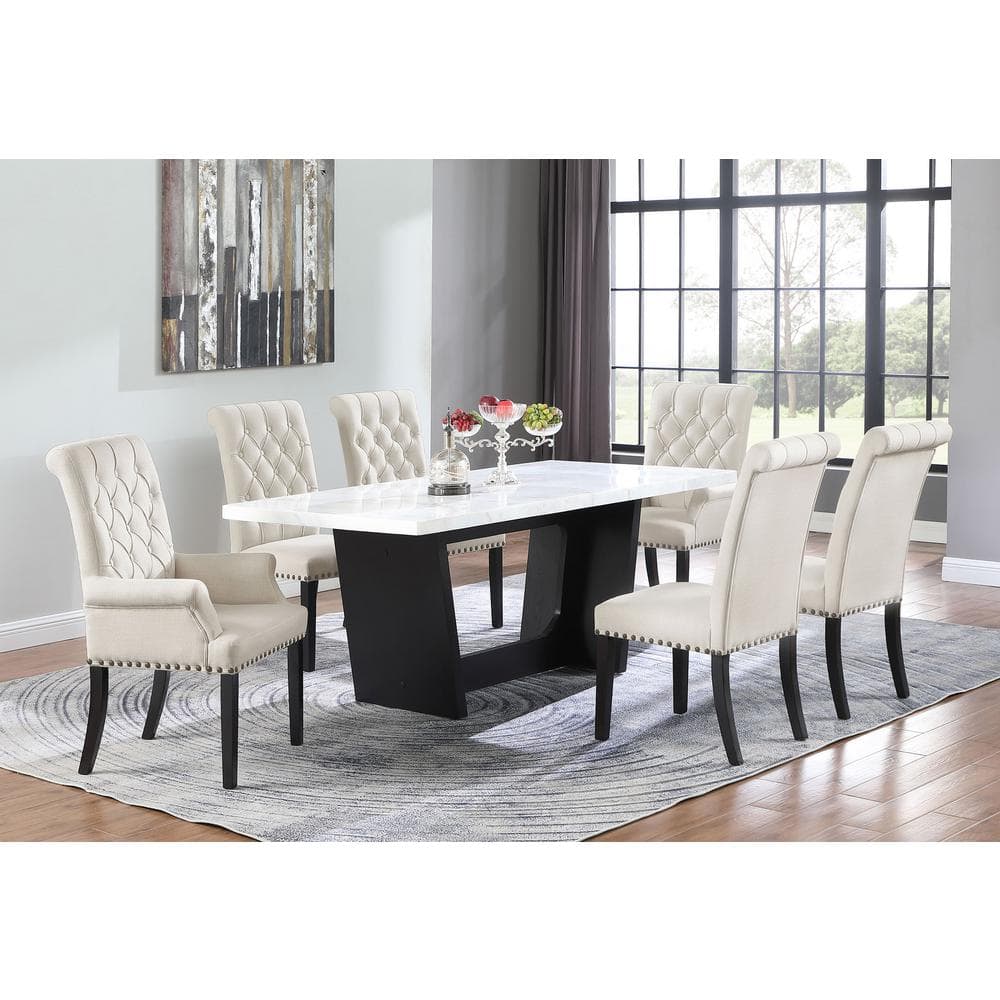 Beige Velvet Upholstered Traditional Arm Chair with Nailhead Trim