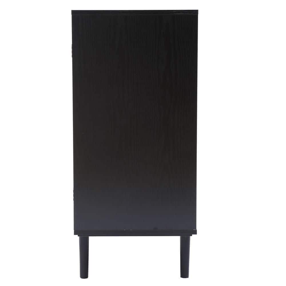 Black and Brown Wood 2-Door Freestanding Storage Cabinet