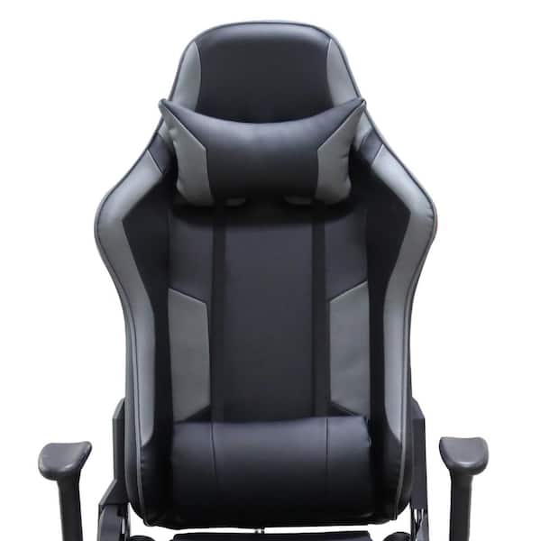 vidaXL Massage Gaming Chair with Footrest Black Fabric