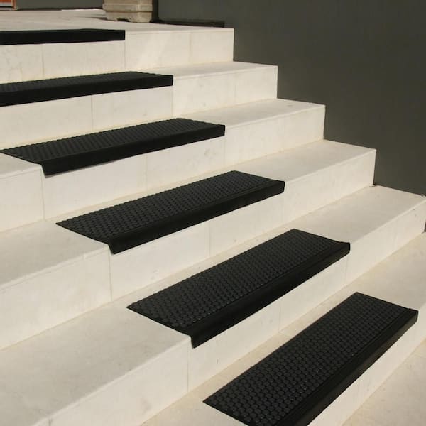 Rubber-Cal 10-104-000-6PK Stars Step Mat Rubber Stair Treads, Black