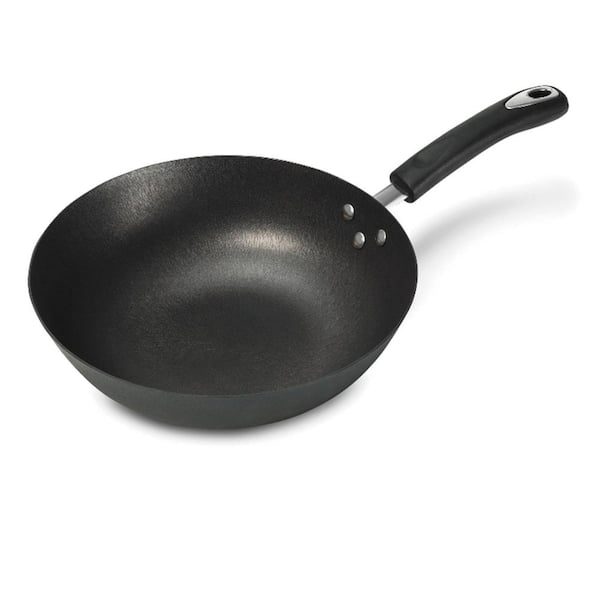 Starfrit Large 12 in. Black Cast Iron Nonstick Electric Stovetop Wok with Bakelite Handle