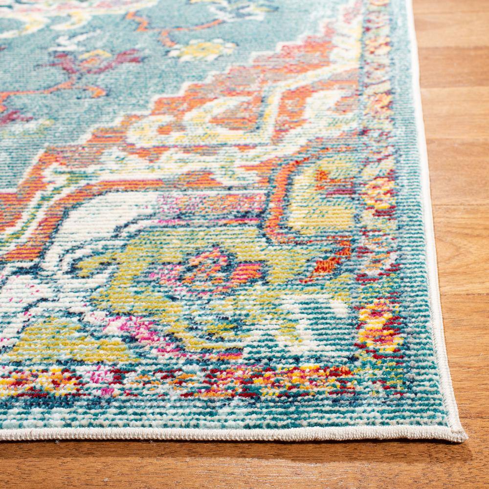 Teal and Orange Medallion Synthetic Runner Rug