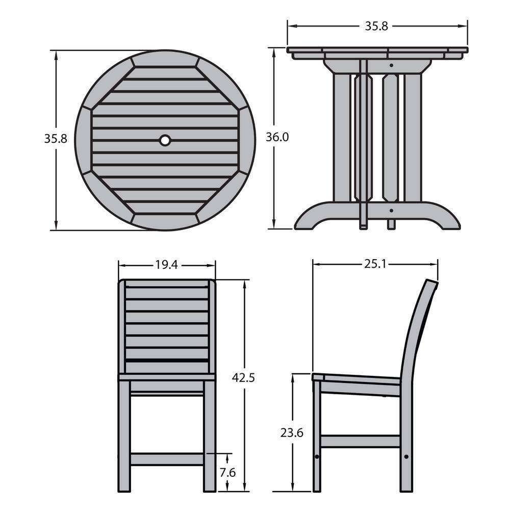 Coastal Teak Modern 3-Piece Counter-Height Bistro Set