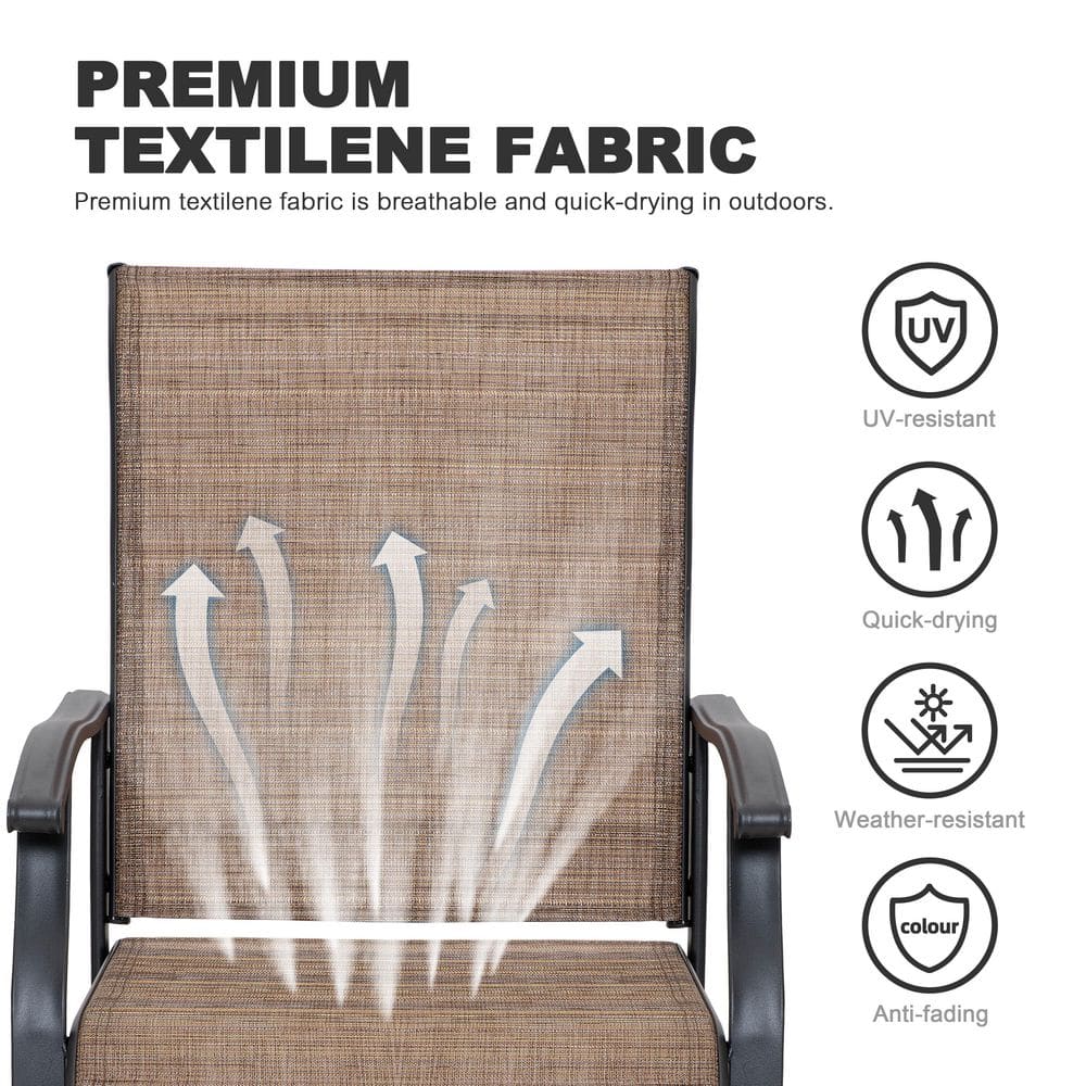 Nuu Garden 7-Pieces Rust-Free Metal Outdoor Patio Dining Set with 6 Textilene Dining Chairs and Rectangular Dining Table SID006-06