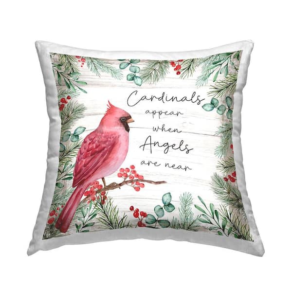 Stupell Industries Cardinals and Angels Phrase Red Print Polyester 18 in. x 18 in. Throw Pillow
