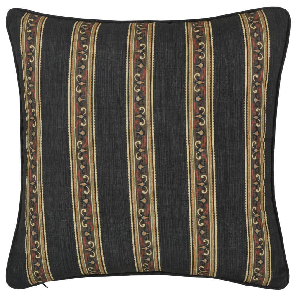 Michalina 20" Black Cotton Embroidered Throw Pillow