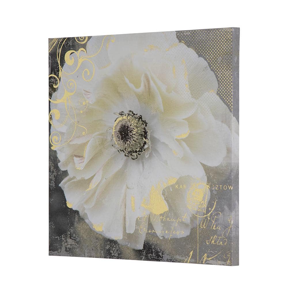 Ivory and Taupe Botanical Flower Canvas Wall Art
