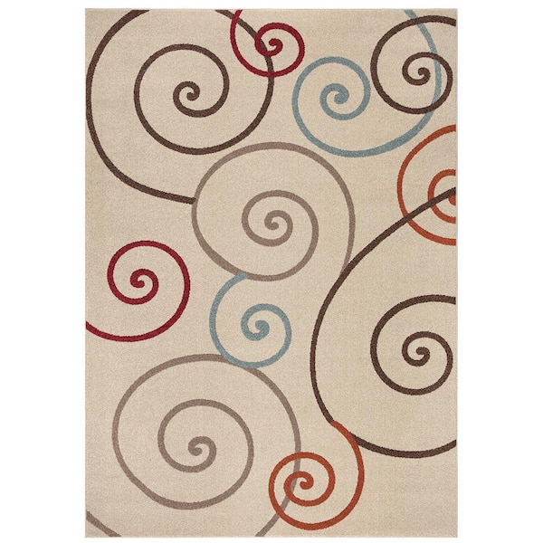 Concord Global Trading Chester Scroll Ivory 3 ft. x 4 ft. Area Rug