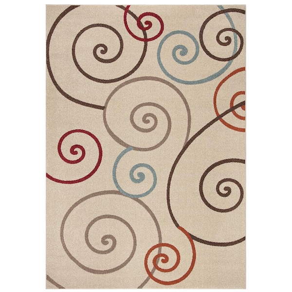 Concord Global Trading Chester Scroll Ivory 7 ft. x 9 ft. Area Rug