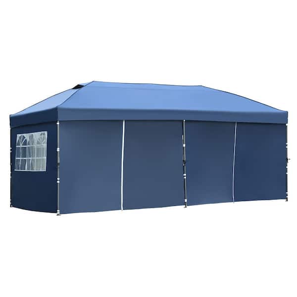 Unbranded 10 ft. x 20 ft. Outdoor Pop Up Canopy, Adjustable Party Tent with Sidewalls, Wheeled Bag, Weddings Backyard, Navy Blue