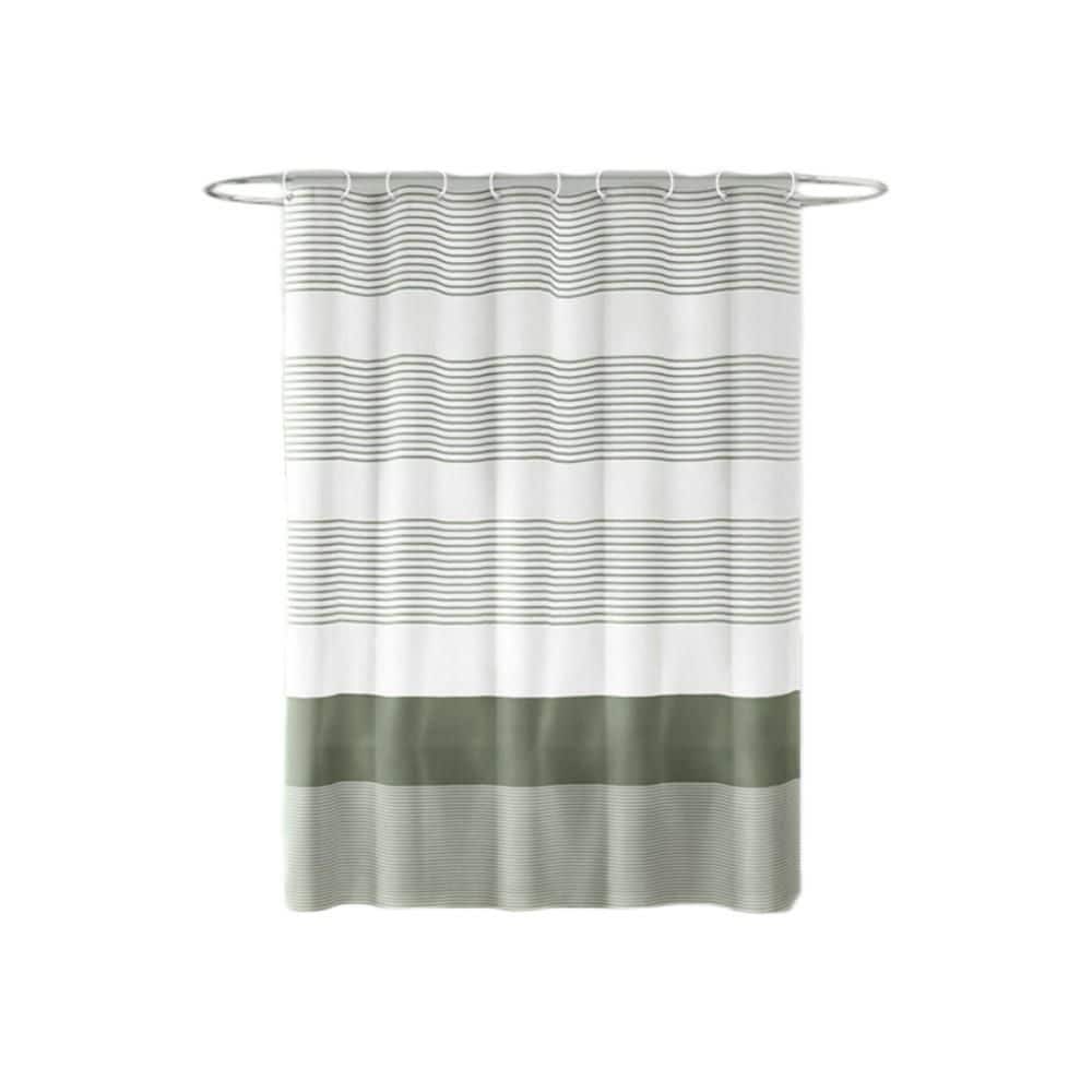 72 in. W x 72 in. L Cotton and Polyester, Shower Curtain in Green with Stripe Tassel for Bathroom price history on PriceWatchPro