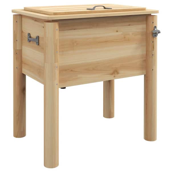 Misopily 54Qt. Outdoor Beverage Wooden Patio Cooler with Bottle Opener and 3 Handles for Backyard Deck Poolside Party, Natural