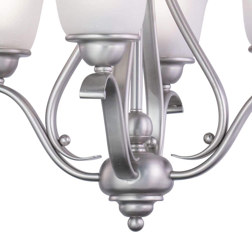 Monrovia Brushed Nickel Mini Chandelier with White Frosted Glass