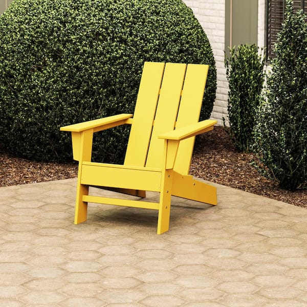 POLYWOOD Grant Park Lemon Modern Plastic Patio Outdoor Adirondack Chair