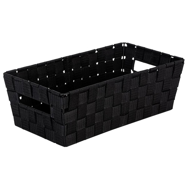 7 Pack Decorative & Durable Woven Fabric Storage Baskets, Shelf & Closet Organization - Black, Size: Large