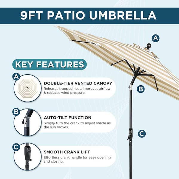 11 lighted patio umbrella Best Selection Large Tilt Patio Umbrellas - Galtech 11 FT Deluxe Auto Tilt  Frame