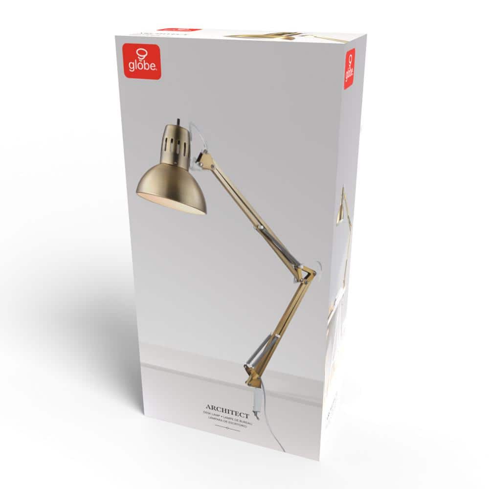 Adjustable Gold Clip-On Desk Lamp with Metal Clamp