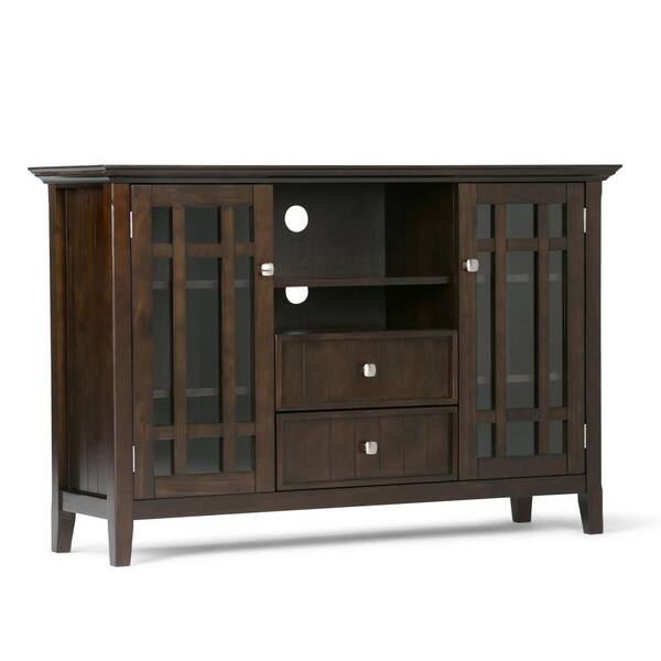 Brooklyn + Max Hampton 53 in. Dark Tobacco Brown Composite TV Stand with 2 Drawer Fits TVs Up to 55 in. with Storage Doors