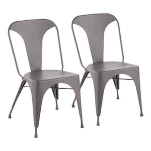Austin Matte Grey Metal Dining Chair (Set of 2)