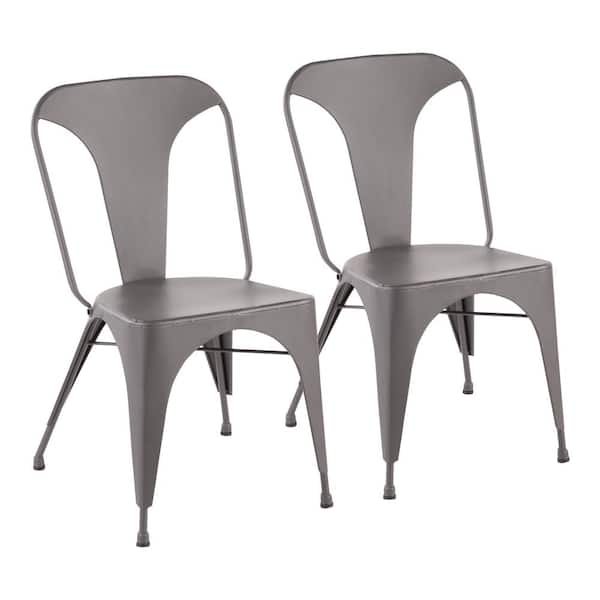 Lumisource Austin Matte Grey Metal Dining Chair (Set of 2)