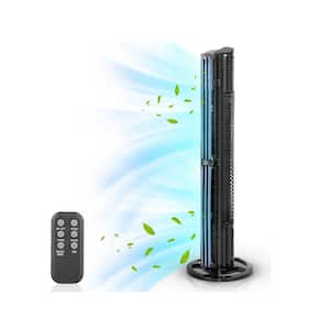 40 in. Bladeless Oscillating Tower Fan Black with Aromatherapy Diffuser and Insertable Remote, 15H Timing, WIFI Control