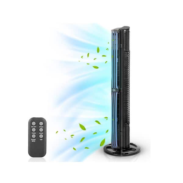Aoibox 40 in. Bladeless Oscillating Tower Fan Black with Aromatherapy Diffuser and Insertable Remote, 15H Timing, WIFI Control