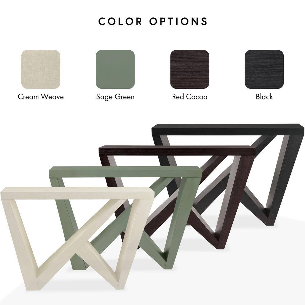Cream Weave Modern Rectangular Console Table with Geometric Design