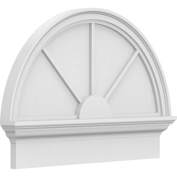 Ekena Millwork 2-3/4 in. x 28 in. x 20-3/4 in. Half Round 3-Spoke Architectural Grade PVC Combination Pediment Moulding