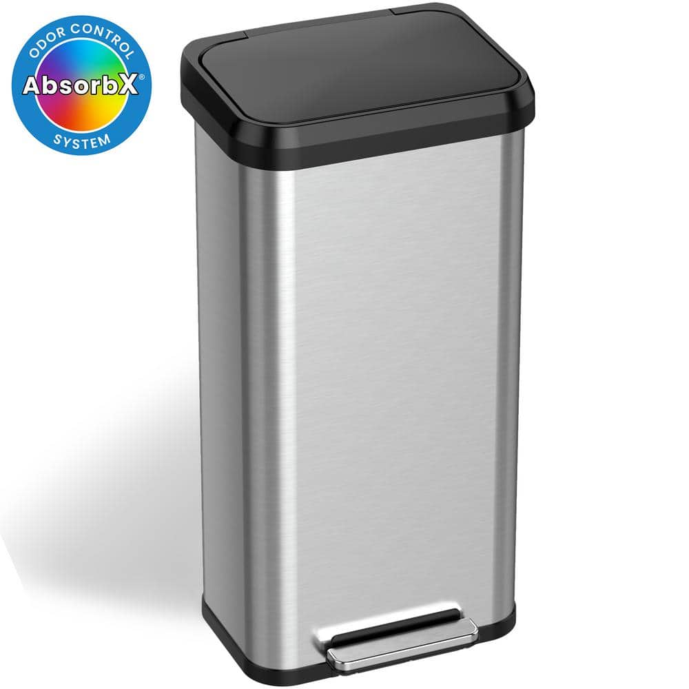 Trash Can with Lid, 14.5 Gallon Trash Bin with Pop-Up Lid, 55L Garbage Can Wastebasket for Kitchen, Office, Bedroom, Living Room (Grey, Press Top