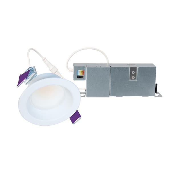 HALO LCR2 2 in. Soft White Selectable CCT Integrated LED Recessed Light with Surface Mount White Trim Retrofit Module