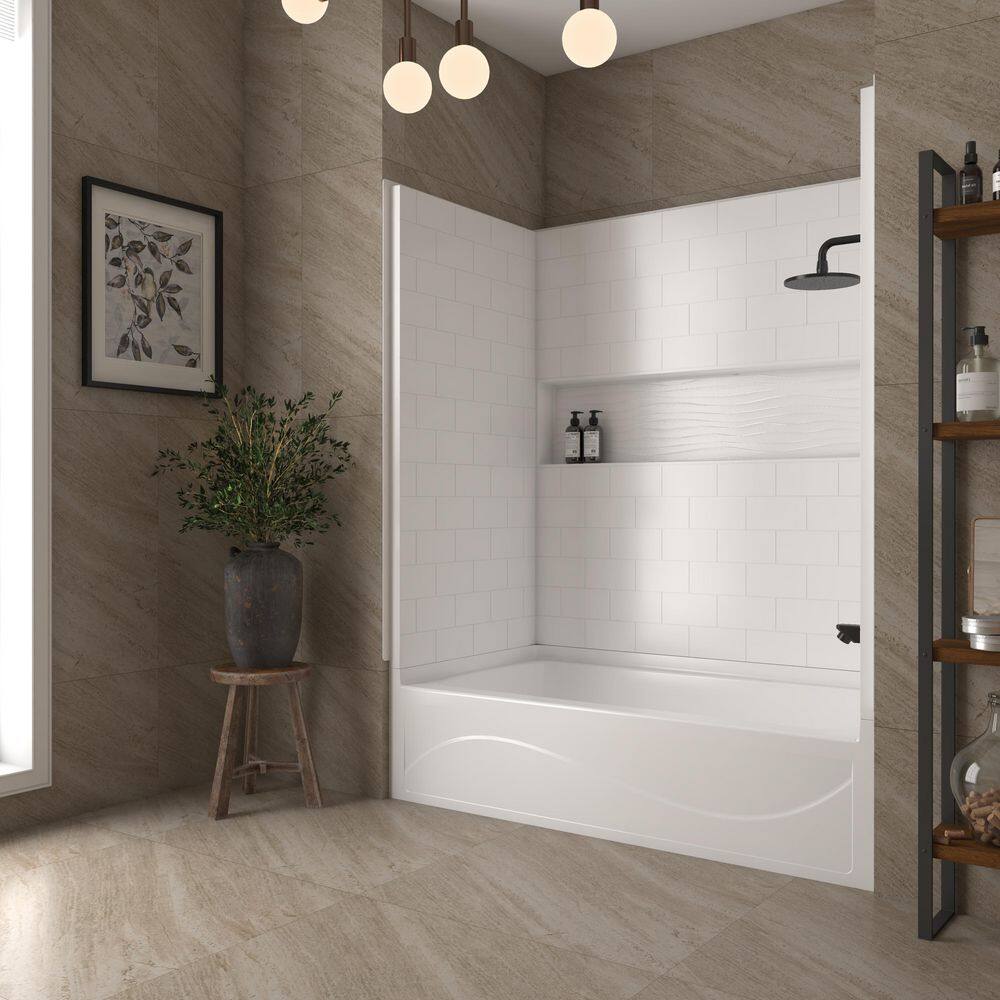 White Acrylic 60" x 32" 4-Piece Alcove Tub Surround