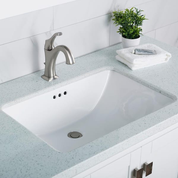 KRAUS Elavo 23.3 in. Rectangular Undermount Bathroom Sink in White Vitreous China with Overflow