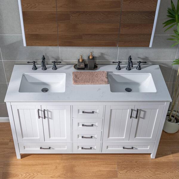 WOODBRIDGE 59.88 in. W x 22 in. D Double Sink Freestanding