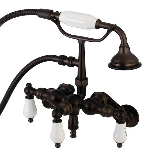 Kingston Brass Vintage Adjustable Center 3-Handle Claw Foot Tub Faucet with Handshower in Oil Rubbed Bronze