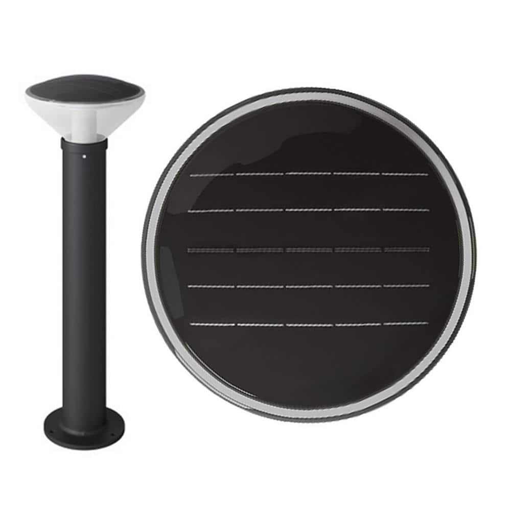Solar Black LED Vandal Resistant Pathway Bollard Light