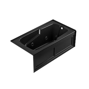 CETRA 60 in. x 32 in. Whirlpool Bathtub with Right Drain in Black