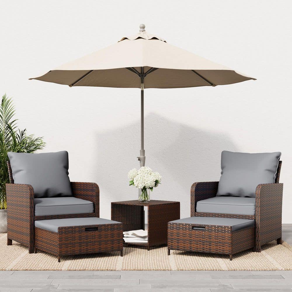 2 Person Wicker Rattan Outdoor Conversation Set with Ottoman (No Umbrella Stand ) price history on PriceWatchPro