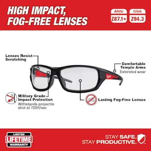 Red Disposable Earplugs (100-Pack) and Performance Safety Glasses with Clear Fog-Free Lenses