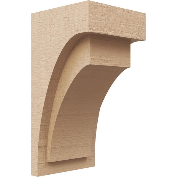 Ekena Millwork 7 in. x 7 in. x 14 in. Series 2 Wide Rivera Rough Cedar Woodgrain Timberthane Polyurethane Corbel, Primed Tan