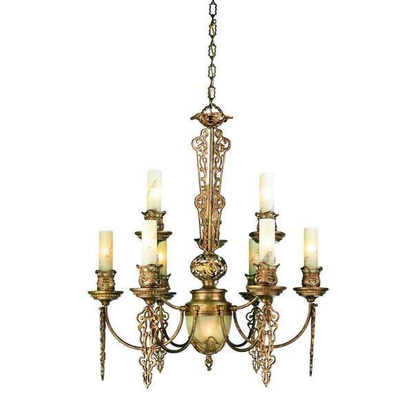 Eurofase Laurance Collection 10-Light Antique Gold Hanging Chandelier