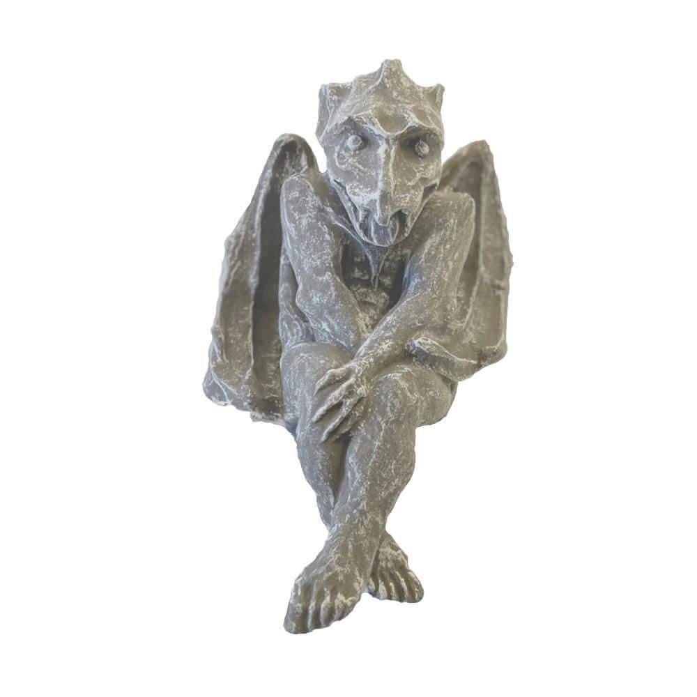 English Antique Concrete 7 in. W x 12 in. H Drysdale Dragon Gargoyle S
