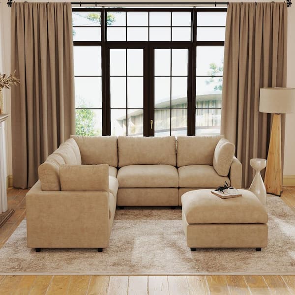 Magic Home Modern 4-Piece Orange Mesh Fabric Lazy Floor Bean Bag