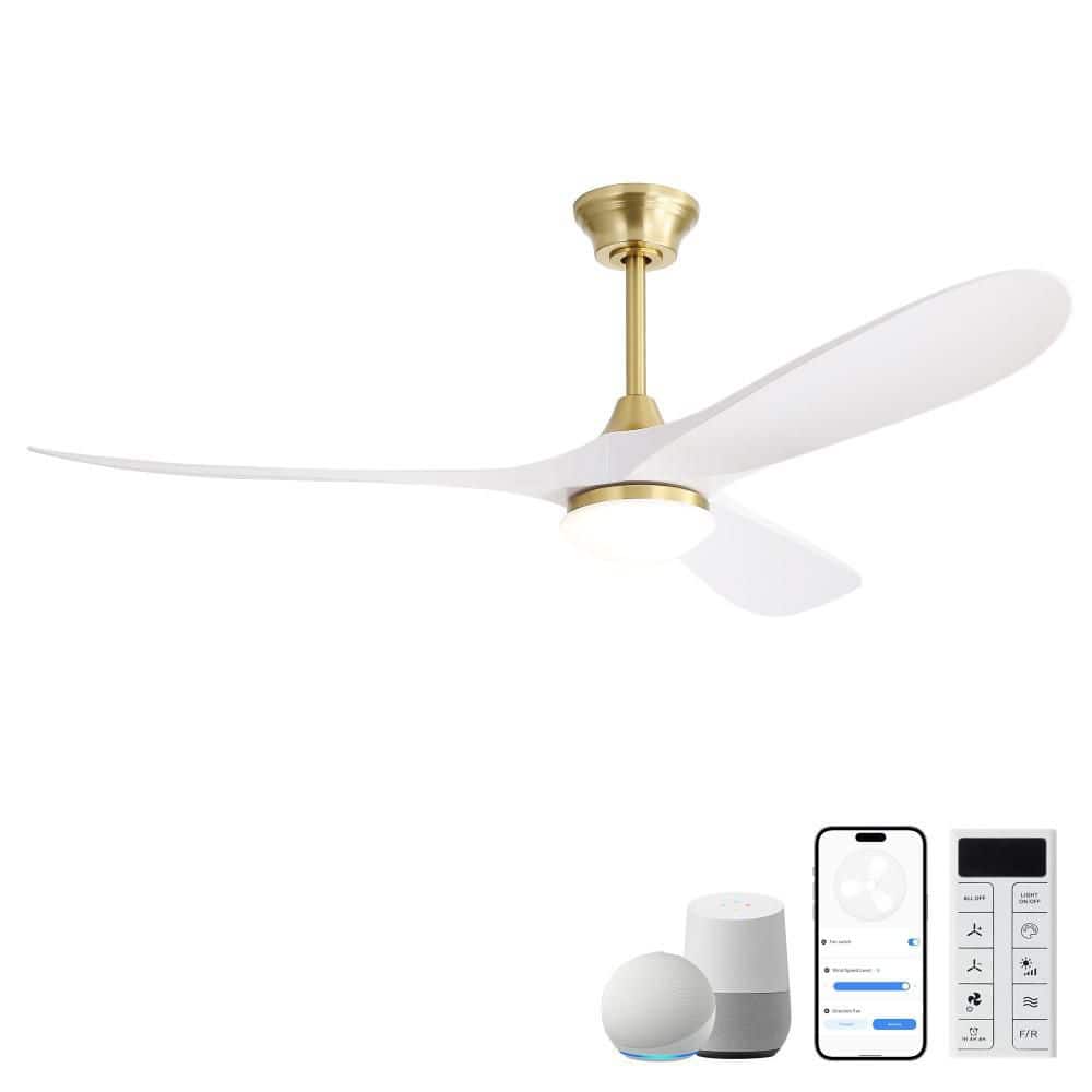 60 in. Golden White Smart Ceiling Fan with Light, Smart App & Remote Control,DC Motor,1H/4H/8H Timer, for Large Spaces price history on PriceWatchPro