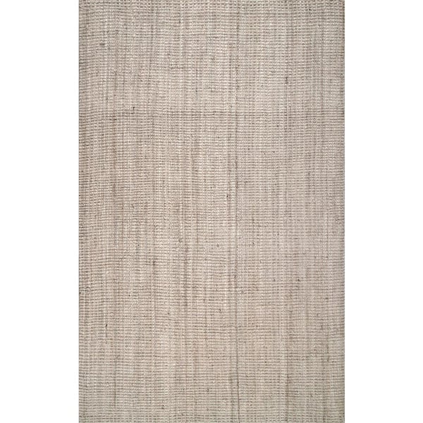 nuLOOM Ashli Solid Jute Off White 8 ft. x 10 ft. Area Rug