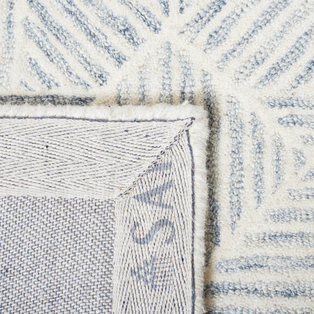 Handmade Abstract Grey/Ivory Wool Area Rug 5' x 8'