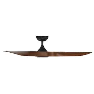 Swirl 54 in. Integrated LED Indoor and Outdoor 3-Blade Smart Ceiling Fan Matte Black Koa with Remote 3000k