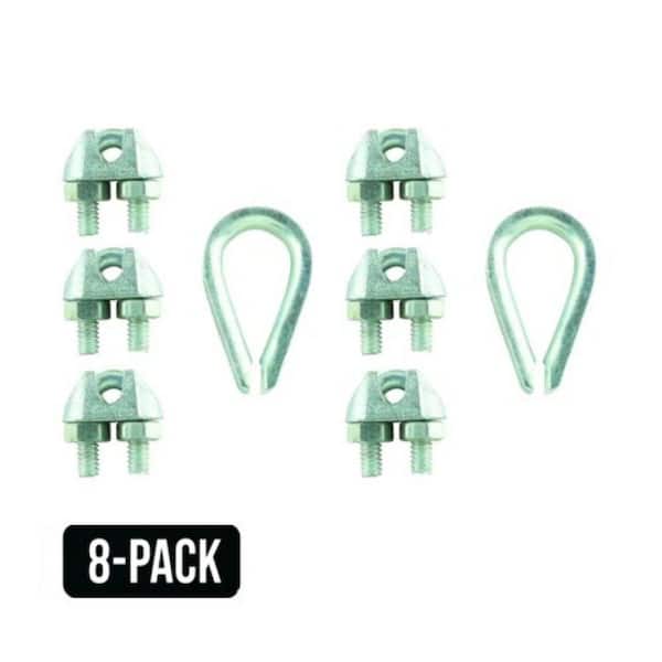 1/4 in. Zinc-Plated Wire Rope U-Bolt Clamp Set (8-Pack)