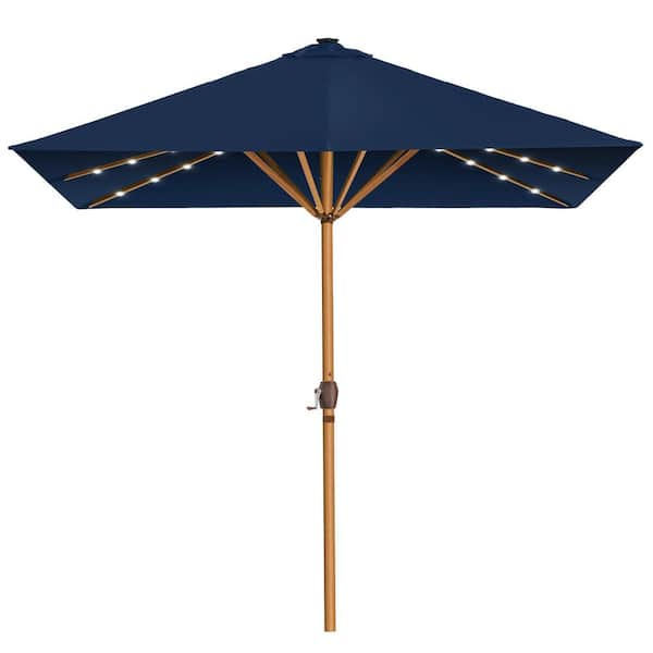 Unbranded 9 ft. Steel Market Solar Patio Umbrella in Navy Blue