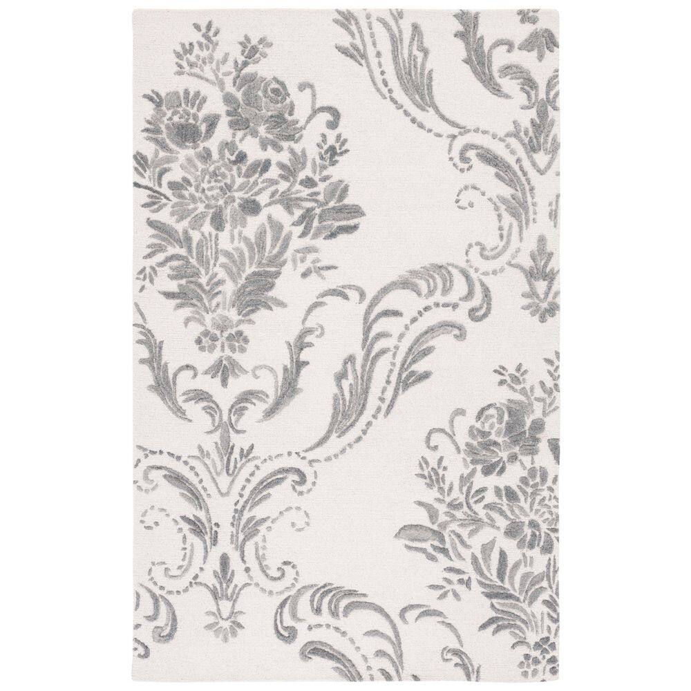 Jardin Ivory/Grey Doormat 3 ft. x 5 ft. Floral Solid Color Area Rug price history on PriceWatchPro