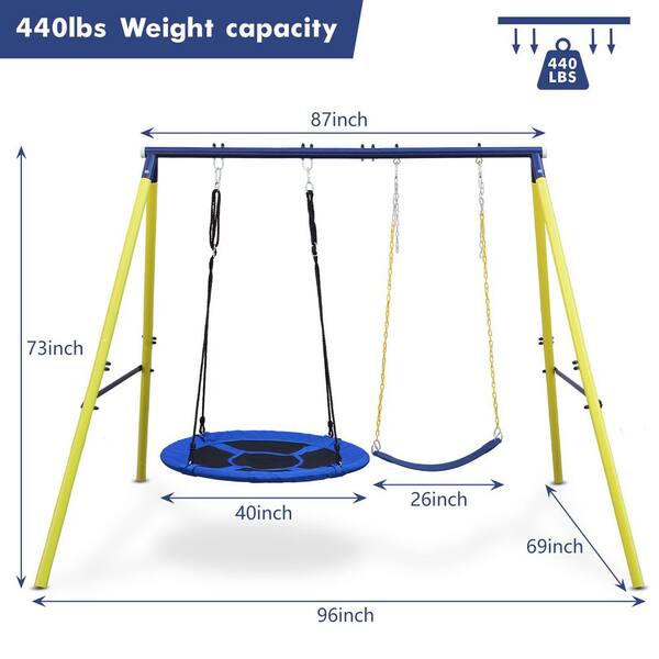 Sudzendf Multicolor Indoor/Outdoor Metal Swing Set with Sudzendf Multicolor Indoor/Outdoor Metal Swing Set with
